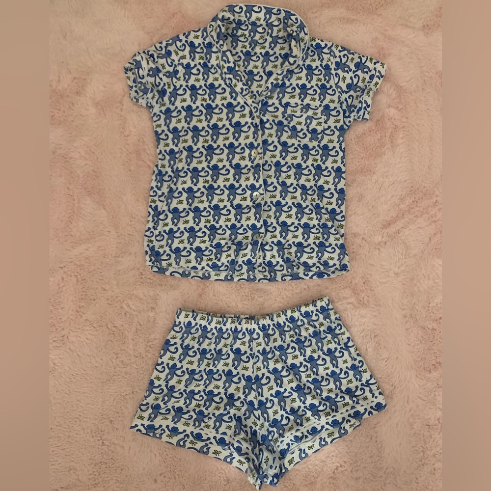 Roller Rabbit blue monkey pj set